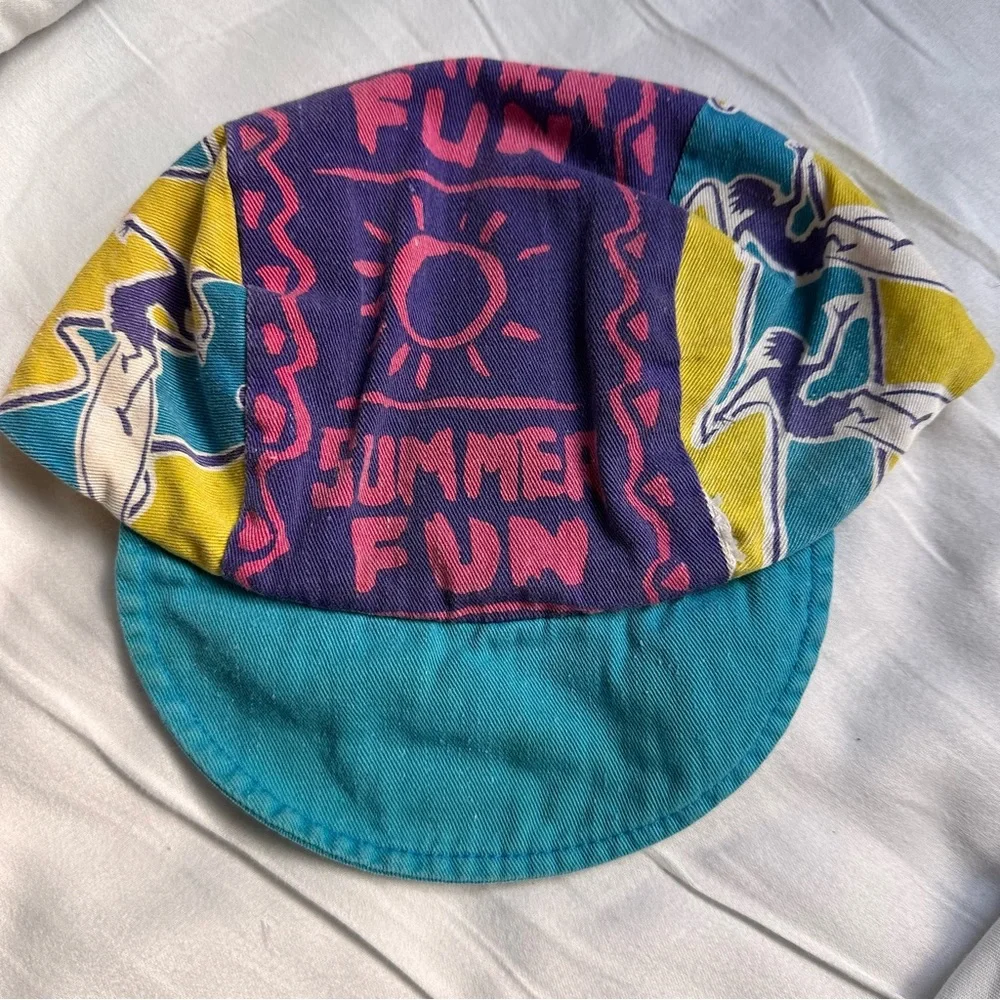 VTG 1991 Wendy’s Summer Fun YOUTH Painter Cap Hat 90s Neon Kids - AS IS
